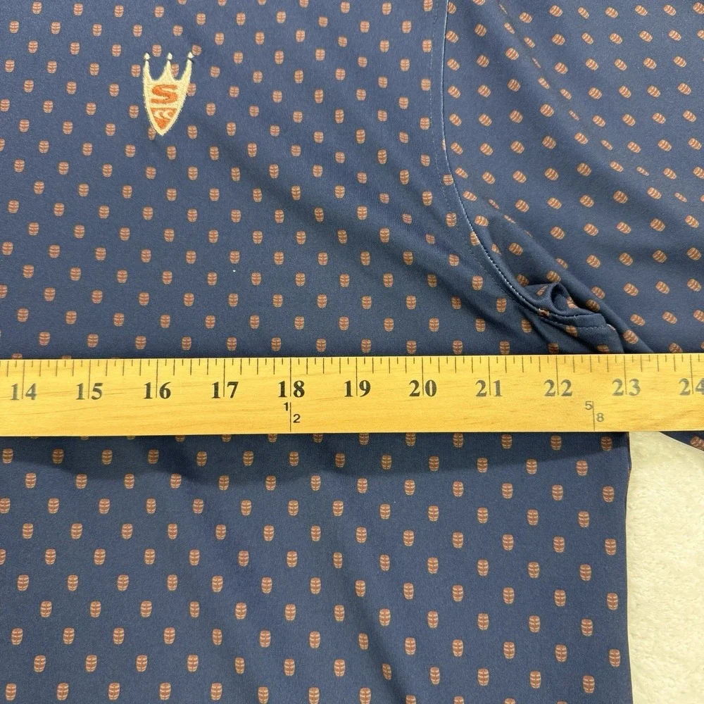Turtleson Shirt Men L Dark Blue All Over‎ Barrel Graphic Print Short Sleeve